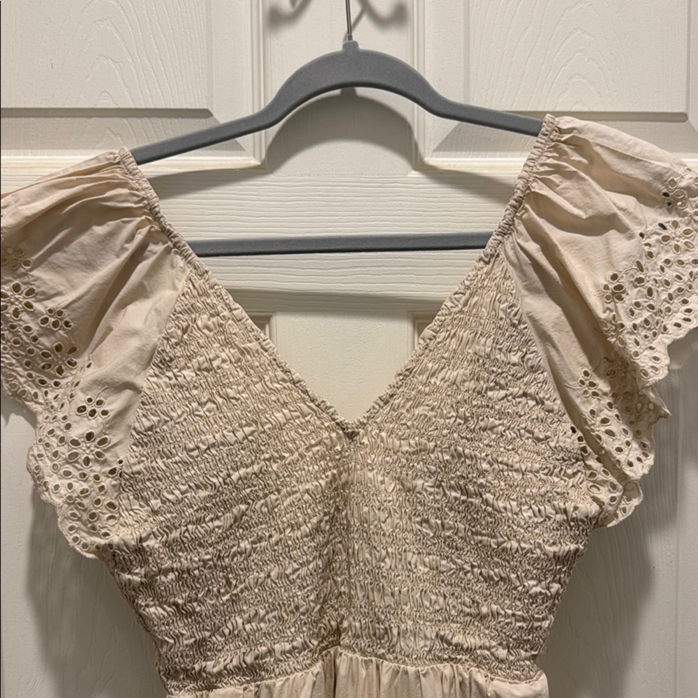 GAP Cream Ruffled Flutter Sleeve Mini Dress - Picture 5 of 12